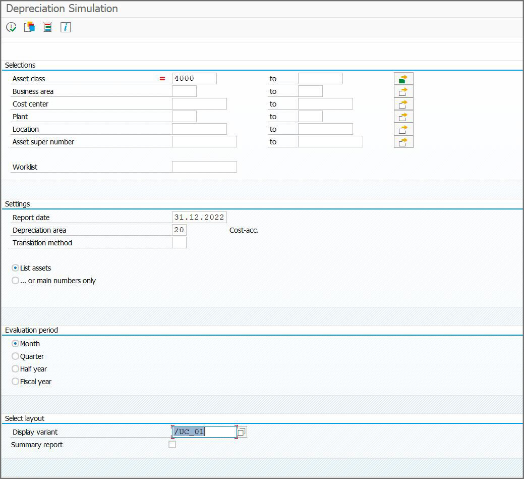 Depreciation simulation in SAP